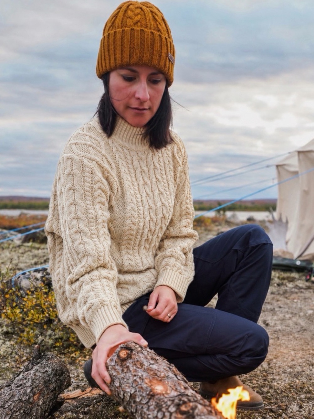 Hooké Cable Knit Cream Crewneck Fisherman Sweater - Cozy Everyday Pullover, L